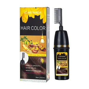 Fast black for cover gray white hair high quality oil color black hair dye shampoo with comb hair product with color shampoo