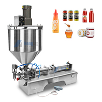 Machine de remplissage pneumatique à piston pour liquides, pâtes, confitures, beurre de cacahuète, beurre de noix de cajou, avec bande transporteuse, 100-1000 ml