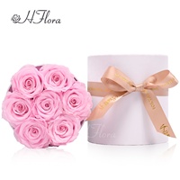 Roses conservées dans une boîte en papier ronde Roses de longue durée Cadeaux de fleurs conservées pour le cadeau de Saint Valentin