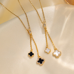 Materiale in acciaio inossidabile ipoallergenico minimalista <span class=keywords><strong>quadrifoglio</strong></span> squisito regolabile moda ciondoli collane per le donne - Product Image 1