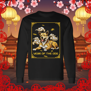T-shirt à manches longues avec motif du zodiaque chinois de l'année du chien, design du horoscope du Nouvel An chinois - Product Image 3
