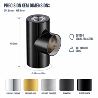 Corps de robinet de cuisine semi-fini noir en acier inoxydable SUS304 à trois voies, coque de robinet OEM pour montage d'évier