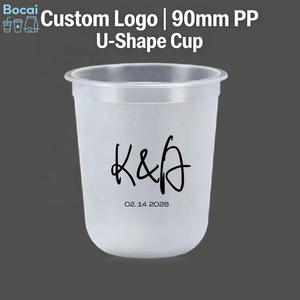 Bicchiere in Plastica a Forma di U con Logo Personalizzato per Matrimoni, 14oz 16oz 24oz, Bicchiere Usa e Getta Opaco Trasparente per Smoothie, Tè al Latte con Bolle - Product Image 1