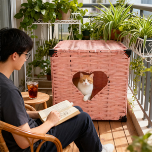 Handgefertigtes Katzenhaus Komfortables Premium Handgewebtes Katzennest Extra Weiches Höhlenhaus für Innenkatzen Kleine & Große Katzen - Product Image 1