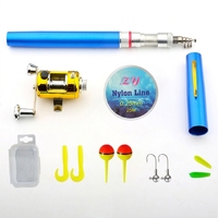 Ensemble de canne à pêche portable mini format avec moulinet de lancer, canne à pêche télescopique de poche complète pour la pêche sur glace et en mer