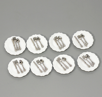 Lot de 12 pièces 1/6 1/12 pour maison de poupée, miniatures de simulation en résine, vaisselle Art Déco + décor de table de style occidental