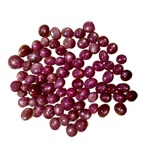 Rubis étoilés naturels, taille ovale, pierres précieuses pour la fabrication de bracelets et de colliers, rubis étoilés à 6 rayons - Product Image 2