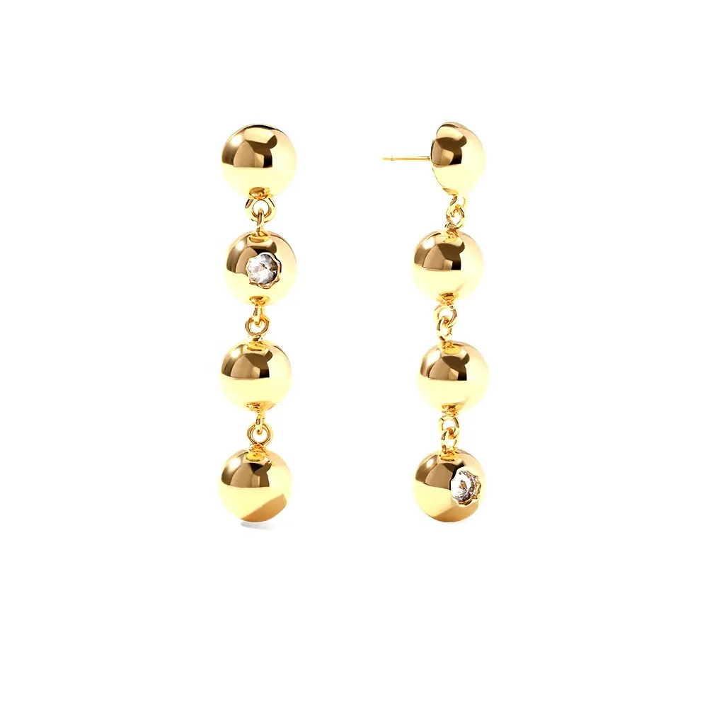 Milskye joyería de lujo de moda 18K oro latón circón esfera colgante cuentas pendientes