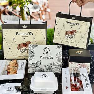 Boîtes à gâteaux et sacs à pain en papier kraft recyclable avec logo personnalisé imprimé, pour pâtisserie, biscuits, gâteaux, pizzas - Product Image 1