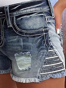 Pantalones vaqueros súper cortos desgastados con estampado de leopardo Retro americano para mujer, pantalones cortos de mezclilla negros, pantalones vaqueros Vintage de cintura baja que cubren la cadera Y2k - Product Image 5