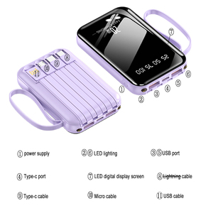 Gran oferta, bancos de energía de carga rápida de 10000mAh para teléfono con Cable y pantalla Digital LED, Banco de energía portátil para regalo - Product Image 4