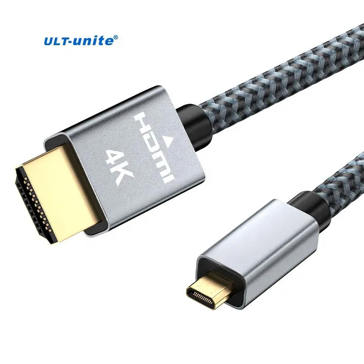 ULT-unite Braided Ultra Thin Micro HDMI Cable 4K 60Hz Micro HDMI to HDMI Cable For Camera, Camcorder, Tablet, Laptop, Computer