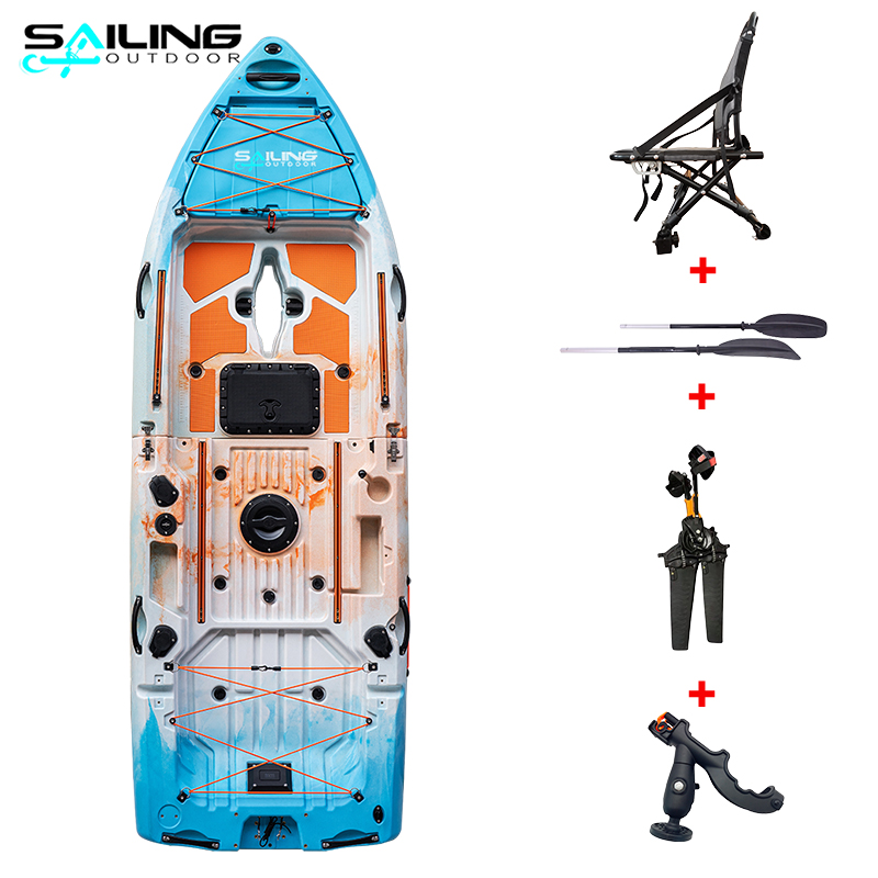 Kayak+silla elevadora+transmisión de aleta+soporte para caña+remo - Colores mixtos