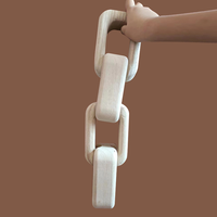 Décor d'accent de noeud en bois, décor de maillon de chaîne en bois blanc à 3 maillons, noeud en bois décoratif sculpté à la main pour table basse