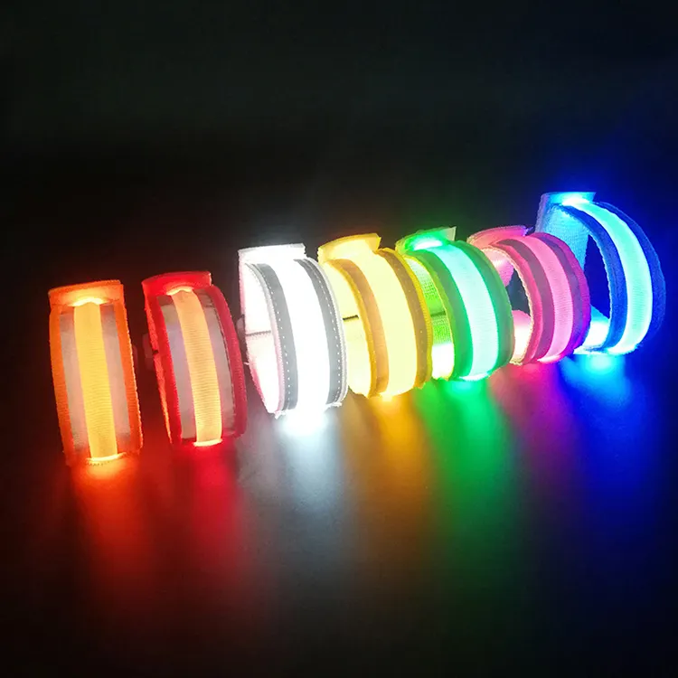 Bracelets de mariage personnalisés en polyester et nylon, en tissu éclairé par led, avec batterie rechargeable, bracelet émetteur de lumière