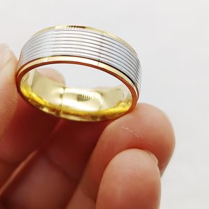 Confident Not Arrogant Dos tonos Oro Titanio Acero Inoxidable 8mm Alianzas DE BODA Anillos de moda para hombres Regalo de San Valentín - Product Image 5