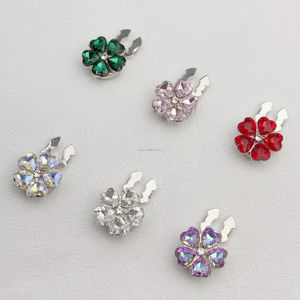 光沢のあるハート型ボタンカバー6色5葉ラインストーンシルバー銅ベースビジネスギフトカフスボタン - Product Image 3