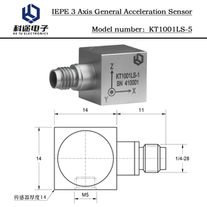 IEPE Acelerómetro piezoeléctrico de <span class=keywords><strong>3</strong></span> ejes <span class=keywords><strong>Sensor</strong></span> de movimiento Transductor ICP Medición de choque de vibración Monitoreo de maquinaria industrial - Product Image 2
