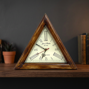 Modern Geometric Triangular Wood Art Decor Metal Handicraft <b>Wall</b> Clock 12-Inch Lightweight Multipurpose Office Stylish M/S - Product Image 2