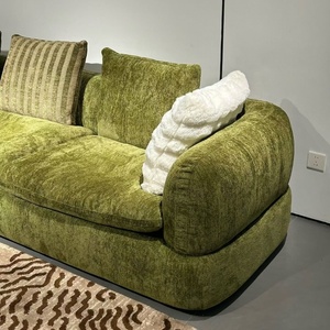 Divano Modulare Minimalista in Ciniglia Verde - Lussuoso Divano per Soggiorno con Seduta Profonda per Case Moderne <span class=keywords><strong>e</strong></span> Progetti Alberghieri - Product Image 4