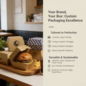 Boîte à hamburger en pâte de bois épaisse écologique de couleur naturelle, boîte à emporter en papier kraft - Product Image 5