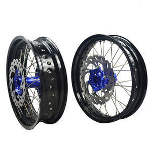 Juego de Ruedas <span class=keywords><strong>Supermotard</strong></span> de Alta Calidad de 17 Pulgadas para YZ125 YZ250, Llanta Negra con Buje Azul - Product Image 2