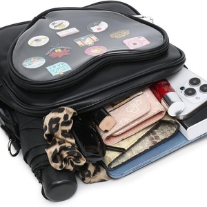 Stylish Clear <b>Pin</b> Crossbody Anime Cosplay PU Leather Adjustable Strap Fashion Ita Bag <b>Backpack</b> Heart Ita Bag - Product Image 5