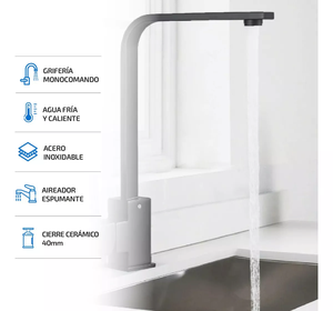 Grifería Monomando para Cocina, Lavabo, Acero Inoxidable, Color Negro Mate - Product Image 2