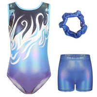 Justaucorps de gymnastique métallique de haute qualité pour filles et enfants avec shorts, combinaison de gymnastique rythmique