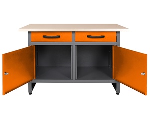 Banc de travail personnalisable JZD, en métal et en <span class=keywords><strong>bois</strong></span>, avec tiroirs de rangement pour outils, pour garage ou atelier - Product Image 1