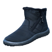 Bottes de neige mi-mollet pour femmes grandes tailles, doublure en coton épais et imperméable, tige en bâche légère, fermeture éclair latérale