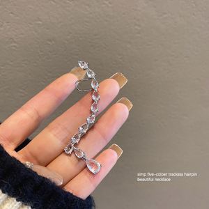 European and American 925 Silver Needle <b>Earring</b> Rhinestone Water Drop Zircon <b>Stud</b> <b>Earrings</b> Women's Design One-piece Ear Clip - Product Image 5