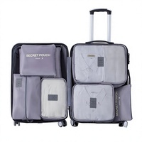 Ensemble de rangement de voyage minimaliste moderne en velours de style coréen, organisateur de vêtements pour valise, sac de voyage d'affaires, ensemble de sept pièces