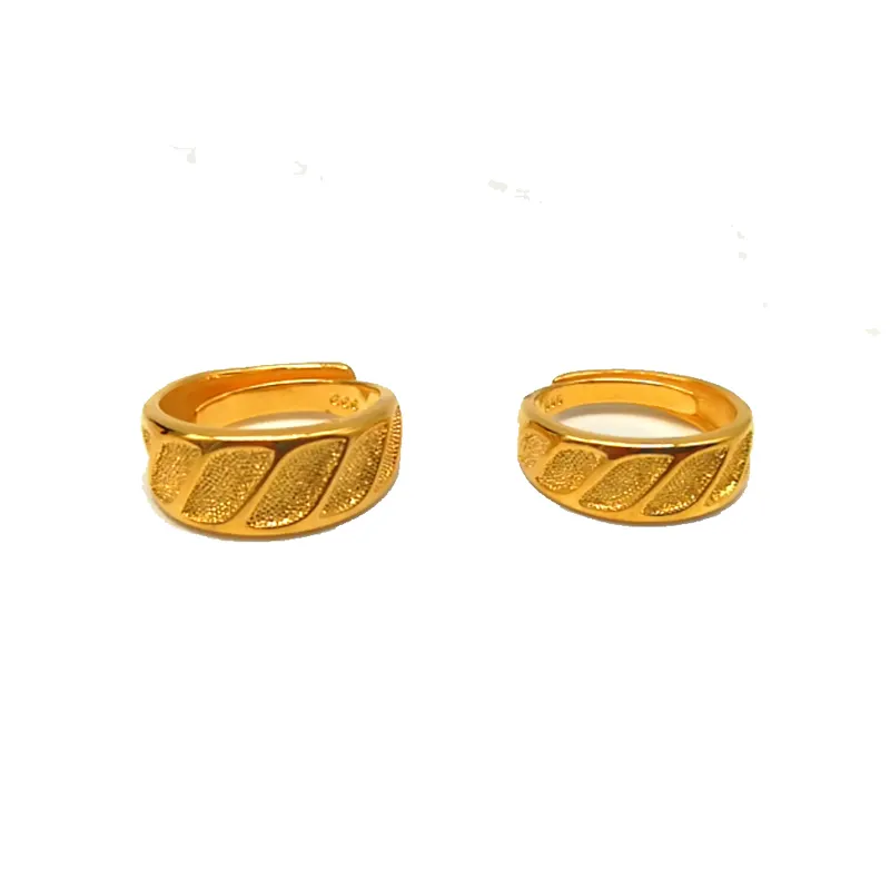 Leaves gold sand ring explosion Vietnam long-time fade lovers ring pure brass thick gold wholesale