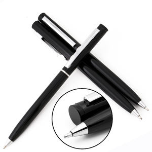 Stylo bille en métal torsadé bleu foncé pour usage hôtelier avec logo personnalisé, pointe de 1,0 mm – Promotion - Product Image 4