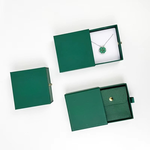 Custom Dark Green Cardboard Paper Sliding Drawer <b>Earring</b> Bracelet Ring Necklace Packaging Jewelry Drawer <b>Box</b> and Bag - Product Image 2