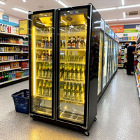 Vitrine Réfrigérée Commerciale à Triple Porte en Acier Inoxydable avec Refroidissement par Air, Portes Vitrées Mécaniques, Certifiée CE - Vente en Gros Usine