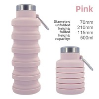 Bouteille d'eau pliable télescopique portable pour le sport en plein air, la pratique du cyclisme, en silicone