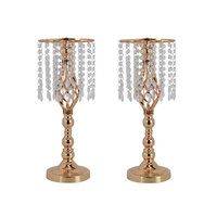 Support de fleurs en cristal haut pour mariage, chemin de table, porte-fleurs artificiels en métal haut avec perles de cristal