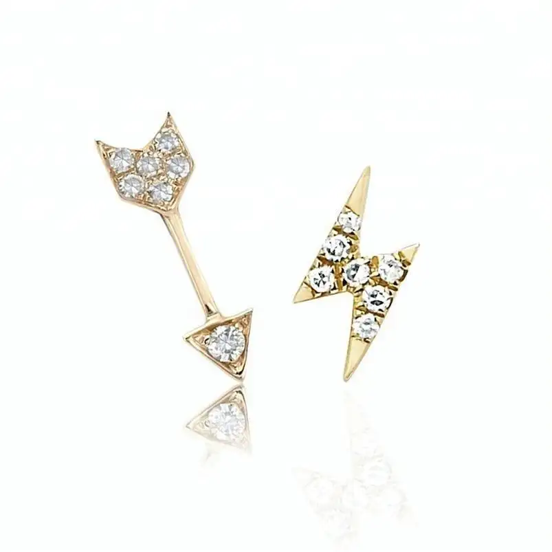 미니멀리스트 다이아몬드 화살과 번개 볼트 스터드 귀걸이, 925 실버 탑 디자인 귀걸이 쥬얼리