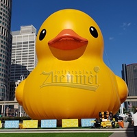 Zhenmei Personnalisé 13 pieds Canard jaune Ballon gonflable en caoutchouc Canard jaune géant Ballon gonflable En stock pour la vente