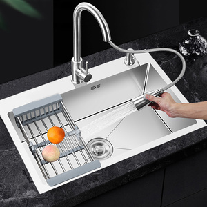 <span class=keywords><strong>Fregadero</strong></span> de Cocina de Acero Inoxidable de Un Seno, Lavabo Rectangular para Verduras de Instalación sobre Encimera - Product Image 2