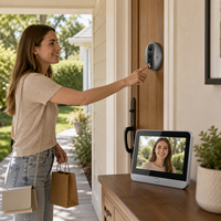 Sonnette vidéo avec caméra WiFi, alimentée à l'énergie solaire, résistante à l'eau, fonctionne sur batterie, installation facile, visionneuse de porte intelligente, 2MP HD