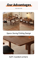 Table à manger pliante en bois d'hévéa, design pliable gain de place, table en bois 80x50cm 100x60cm pour petits appartements