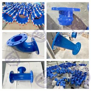 Raccord de tuyauterie à double bride en fonte ductile basse pression ISO2531 PN10 PN16 PN25, coudé à 90 degrés, type « pied de canard » (DI), peint - Product Image 6