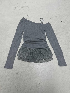 Blusa Ecológica Transpirable de Un Solo Hombro con Detalle de Encaje y Silueta en A Favorecedora para Otoño - Product Image 2