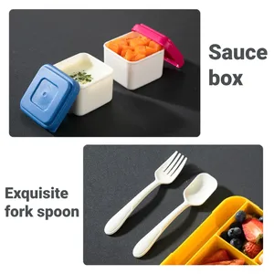 Wholesale 1330ML Kids <b>Lunch</b> <b>Box</b> With Tableware Sauce Portable Divided Oven Bento Leakproof Food Container for Back to School - Product Image 5