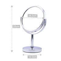 Miroir cosmétique de bureau de 6 pouces finition chrome, rotation à 360°, double face, grossissement réglable, personnalisable