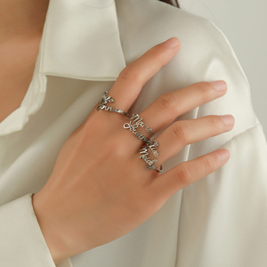 Bague personnalisée avec nom, création originale, en acier inoxydable, ouverture réglable, double nom, bijoux pour couple - Product Image 3