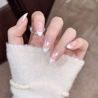 Ongles en gel perlé peints à la main, luxe, courts, en forme d'amande, à presser, réutilisables, manucure minimaliste, fournisseur en gros